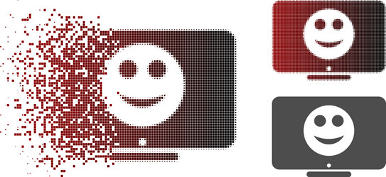 disintegrating dot halftone display smile icon vector image