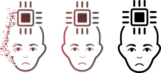 sad fractured pixel halftone neural computer vector image