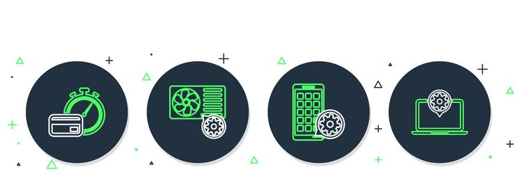 set line air conditioner setting mobile apps vector image