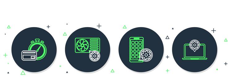 Set line air conditioner setting mobile apps vector