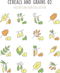 set retro icons cereals and grains vector