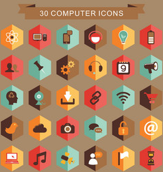 Flat Computer Icon Set vector image