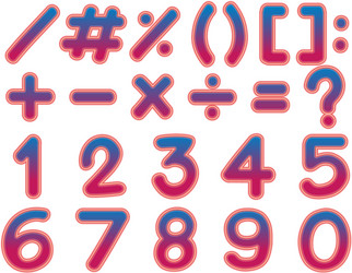 Font design for numbers and signs in pink color vector