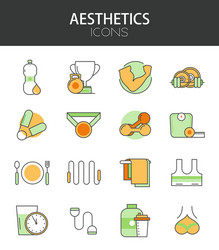 Modern thin line flat design of icons set vector