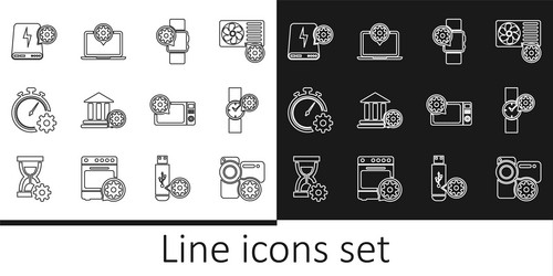 Set line video camera setting wrist watch vector