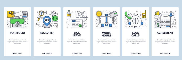 web site linear art onboarding screens vector