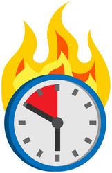 Burning clock shows remaining time lack vector