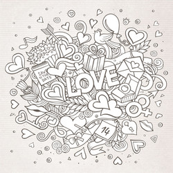 cartoon hand drawn doodle love vector