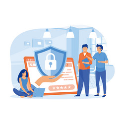 data security people and computer with shield vector image
