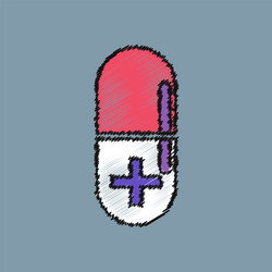 flat shading style icon capsule with cross vector image