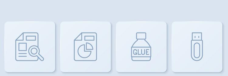 set line document with graph chart glue and usb vector image