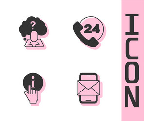 set mobile and envelope head with question mark vector image