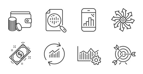 Target update data and payment method icons set vector