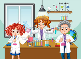 classroom scene with scientist doing experiment vector image