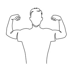 man shows bicep continuous one line drawing vector