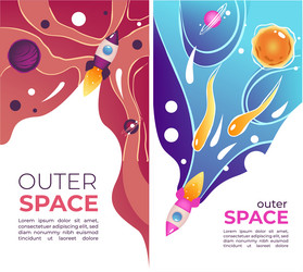 outer space shuttle and planets with copy vector