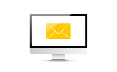 pc with new email envelope computer and document vector image