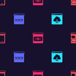 set cloud upload browser window online shopping vector image