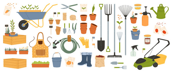 Farmer and gardening tools agriculture farming vector