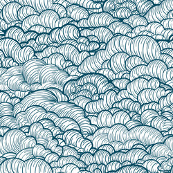 seamless pattern lineart clouds hand draw vector image