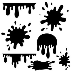 set of paint splashes splatter blobs vector image