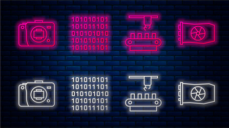 set line binary code factory conveyor system belt vector image