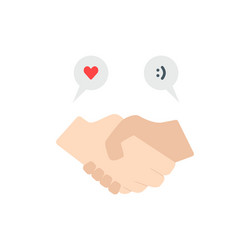 simple handshake with smile and love emoticon vector