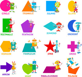 geometric shapes with robot characters set vector image
