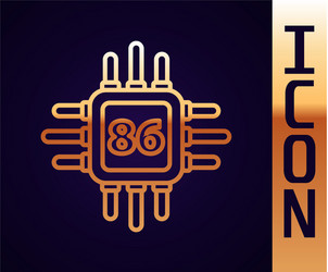 gold line computer processor with microcircuits vector image