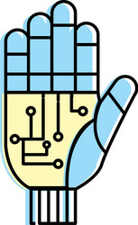 hand with circuits and cyberspace interface vector image