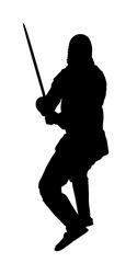 knight in armor with sword silhouette Vector Image