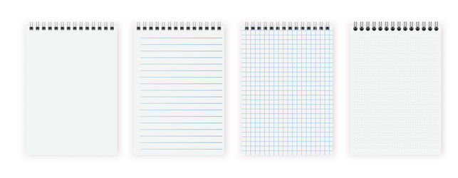 set of blank spiral notepad notebook vector image