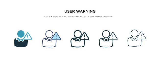 user warning icon in different style two colored vector image