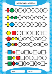 complete repeating patterns worksheet vector image