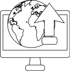 computer upload internet cloud computing in black vector image