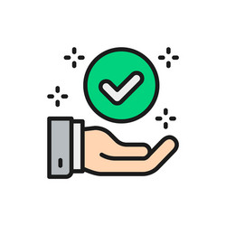 hand with check mark best choice quality control vector image