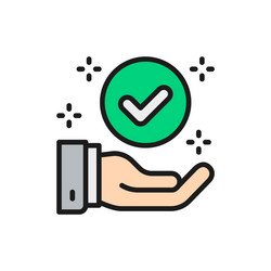 Hand with check mark best choice quality control vector