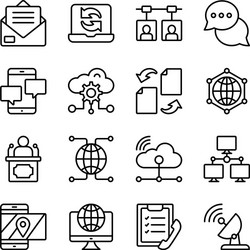 pack cloud technology and networking linear vector image