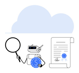 ai robot reviewing financial data with magnifier vector image