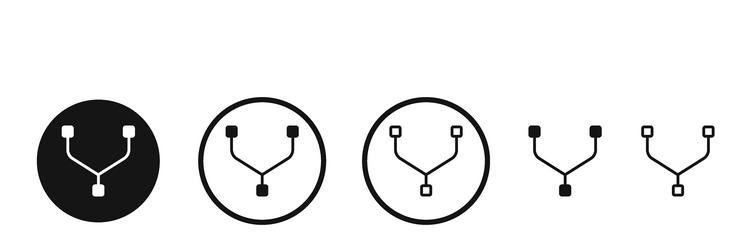 code fork icon set merge data request symbol vector image