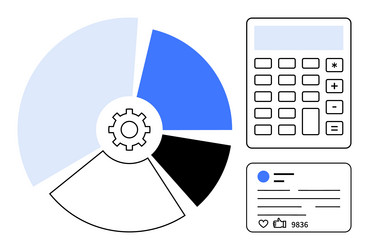 data visualization with pie chart calculator vector image