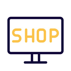 Using a computer for conducting shopping online vector