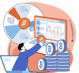 concept of bitcoin mining blockchain network vector image