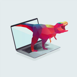 notebook with polygon dinosaur vector image
