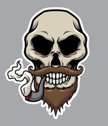 Pirate Skull with Pipe & Beard Vector Image