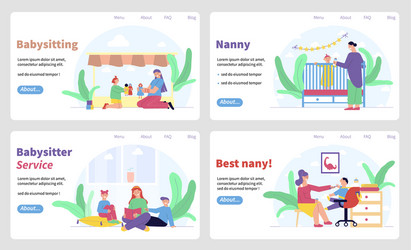 Babysitter horizontal banners set vector