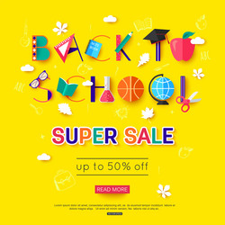 back to school sale banner template vector