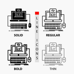 code coding computer monoblock screen icon vector image