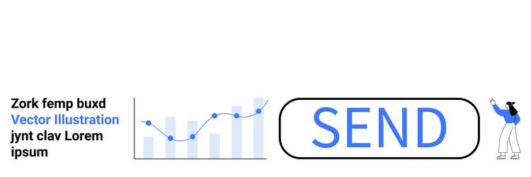 data visualization graph send button interface vector image