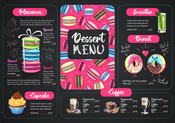 Dessert menu design with sweet french macaroons vector